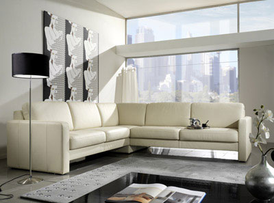 ledersofa creme